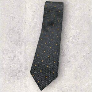 BROOKSFIELD Silk Tie ITALY Gray Gold Geometric W:3.7" EUC